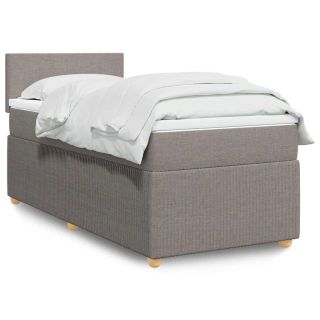 континентальная кровать с матрасом, коричневато-серая, 90x200 см, ткань