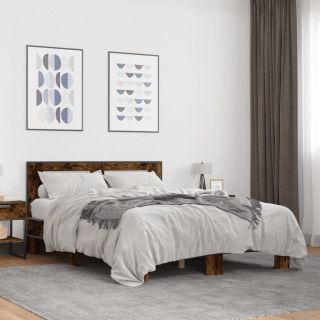 каркас кровати, копченый дуб, 120 x 200 см, искусственное дерево и металл