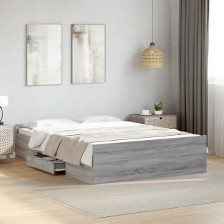 voodiraam sahtlitega, hall Sonoma tamm, 120 x 200 cm, tehispuit