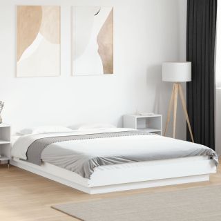 sahtlitega LED-tuledega, valge, 120 x 200 cm, tehispuit