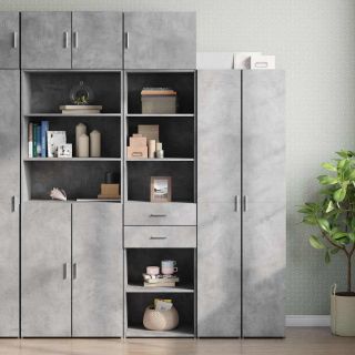 узкий шкаф для хранения вещей, бетонно-серый, 50 x 42,5 x 225 см, искусственное дерево