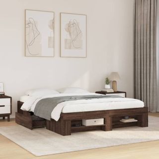 voodiraam ilma madratsita pruun tamm 150x200 cm tehispuit