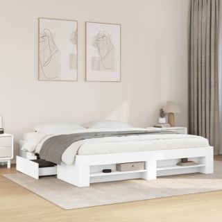 voodiraam ilma madratsita, valge 180x200 cm, tehispuit
