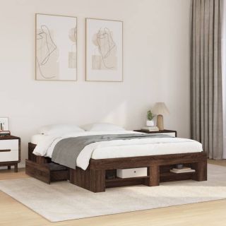 voodiraam ilma madratsita pruun tamm 140x190 cm tehispuit
