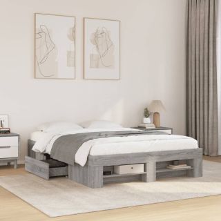 voodiraam, hall Sonoma tamm, 140 x 190 cm, tehispuit
