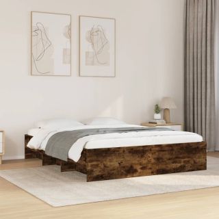 каркас кровати с изголовьем, без матраса, копченый дуб 150x200см
