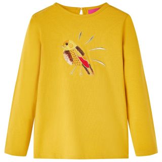Детская рубашка с длинным рукавом, тёмно-охровая, 92