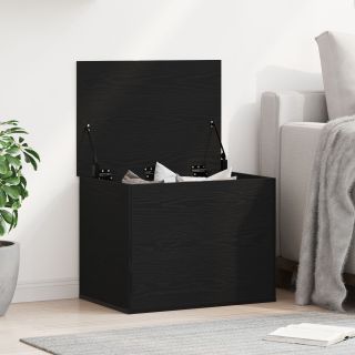 Ladustamislaatik kaanega Must Puit 60x42x46 cm Töödeldud Puit