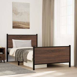 Metallist voodiraam ilma madratsita Pruun tamm 100x190 cm