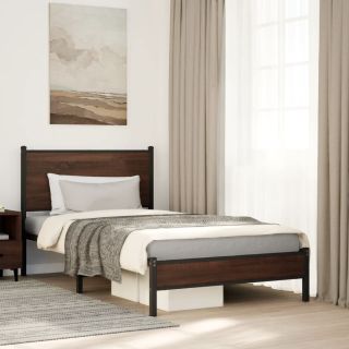Metallist voodiraam ilma madratsita Pruun tamm 100x190 cm
