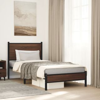 Metallist voodiraam ilma madratsita Pruun tamm 90x190 cm