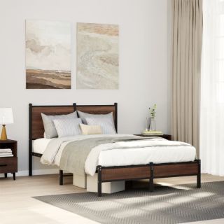 Metallist voodiraam ilma madratsita Pruun tamm 120x190 cm
