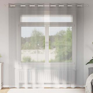 Voile kardinad rõngastihendiga 2 tk helehall 140x245 cm