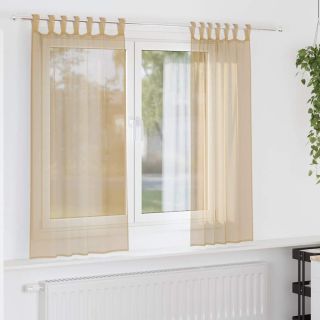 Voile kardinad varrastega taskutega 2 tk Liiv