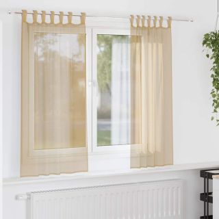 Voile kardinad varrastega taskutega 2 tk Liiv