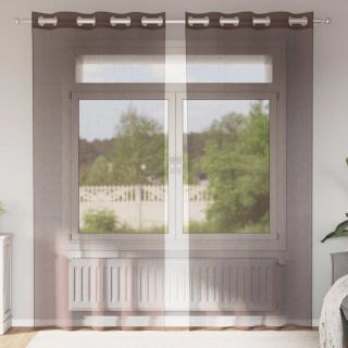 Voile kardinad rõngastega 2 tk Pruun 140x245 cm