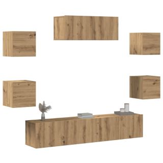 Комплект из 7 предметов под телевизор, настенный, цвет Artisan Oak