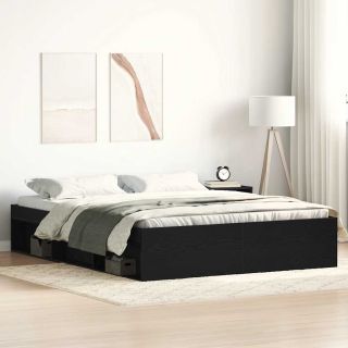 voodiraam ilma madratsita must tamm 150x200 cm tehispuit