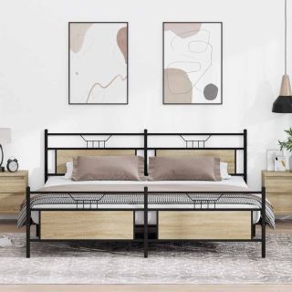 metallist voodiraam ilma madratsita Sonoma tamm 193x203 cm