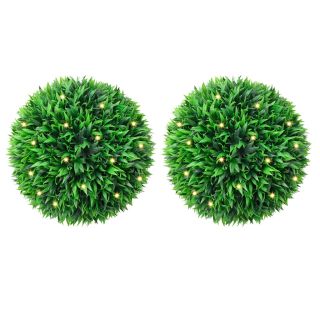kunstpukspuidust pallid LED tuledega 2 tk Roheline 38 cm