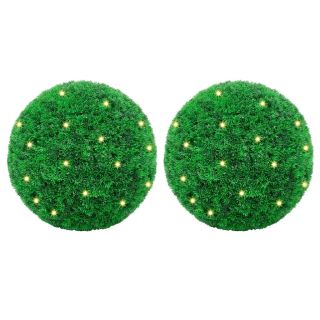 kunstpukspuidust pallid LED tuledega 2 tk Roheline 35 cm