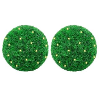 kunstpukspuidust pallid LED tuledega 2 tk Roheline 45 cm