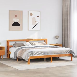 voodiraam ilma madratsita, vahapruun, 180 x 200 cm, männipuit