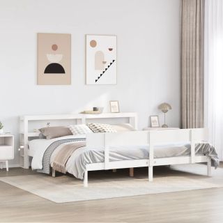 voodiraam ilma madratsita, valge, 200 x 200 cm, männipuit