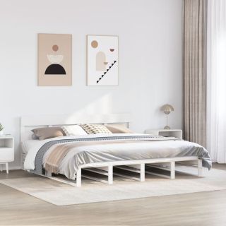 voodiraam ilma madratsita, valge, 180 x 200 cm, männipuit