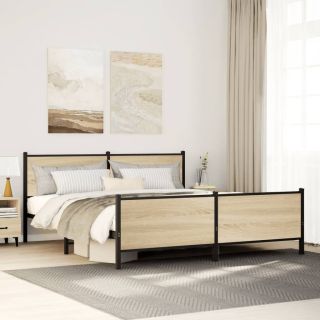metallist voodiraam ilma madratsita Sonoma tamm 193x203 cm