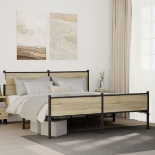 metallist voodiraam ilma madratsita Sonoma tamm 160x200 cm