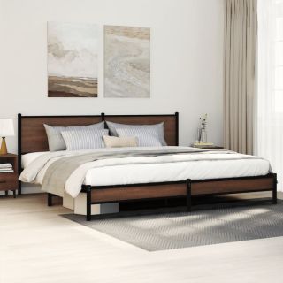 metallist voodiraam ilma madratsita pruun tamm 193x203 cm