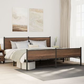 metallist voodiraam ilma madratsita pruun tamm 193x203 cm