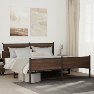 metallist voodiraam ilma madratsita pruun tamm 160x200 cm
