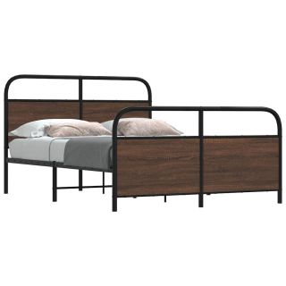 metallist voodiraam ilma madratsita pruun tamm 140x190 cm