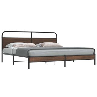 metallist voodiraam ilma madratsita pruun tamm 200x200 cm