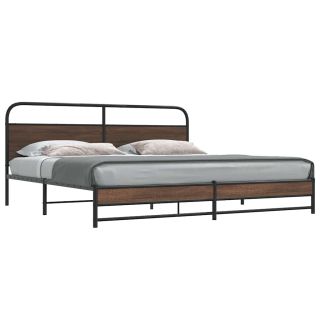 metallist voodiraam ilma madratsita pruun tamm 200x200 cm