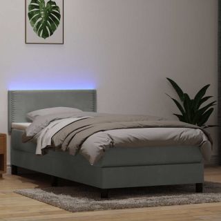 Box Vedruvoodi madratsiga Helehall 80x220 cm samet