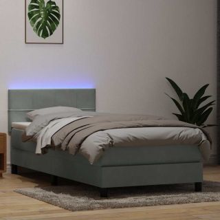 Box Vedruvoodi madratsiga Helehall 80x220 cm samet