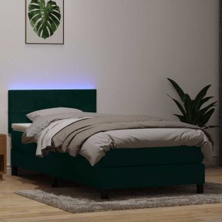 Box Vedruvoodi madratsiga Tumeroheline 80x220 cm samet