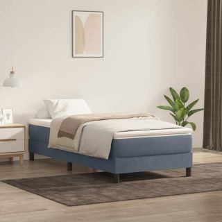 континентальная кровать с матрасом, темно-серая, 90x210 см, бархат
