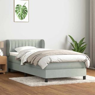 Box Vedruvoodi madratsiga Helehall 80x220 cm samet