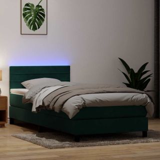 Box Vedruvoodi madratsiga Tumeroheline 80x220 cm samet