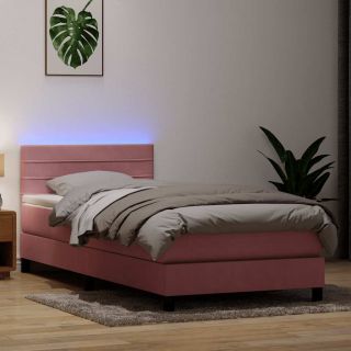 континентальная кровать с матрасом, розовая, 90x220 см, бархат
