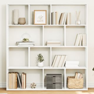 Книжный шкаф, белый, 132x29x141,5 см, искусственное дерево