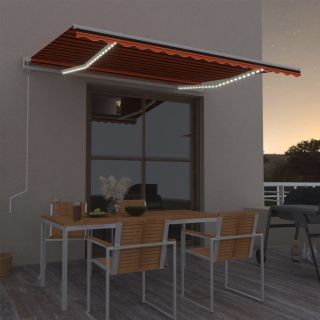 автоматическая маркиза LED, датчик ветра 400x300 см оранжево-коричневый