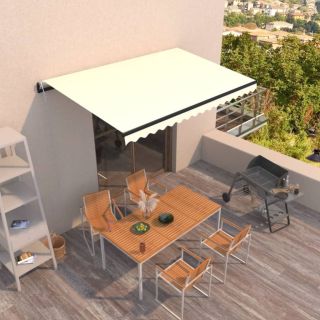 automaatselt sissetõmmatav varikatus, 400x350 cm kreemjas