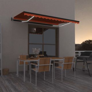 automaatne varikatus, LED, tuuleandur, 400x350 cm, oranž/pruun