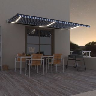 automaatne varikatus, LED, tuuleandur, 600x300 cm, sinine/valge