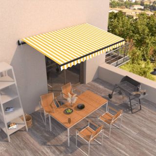 automaatselt sissetõmmatav varikatus 450x300 cm kollane, valge